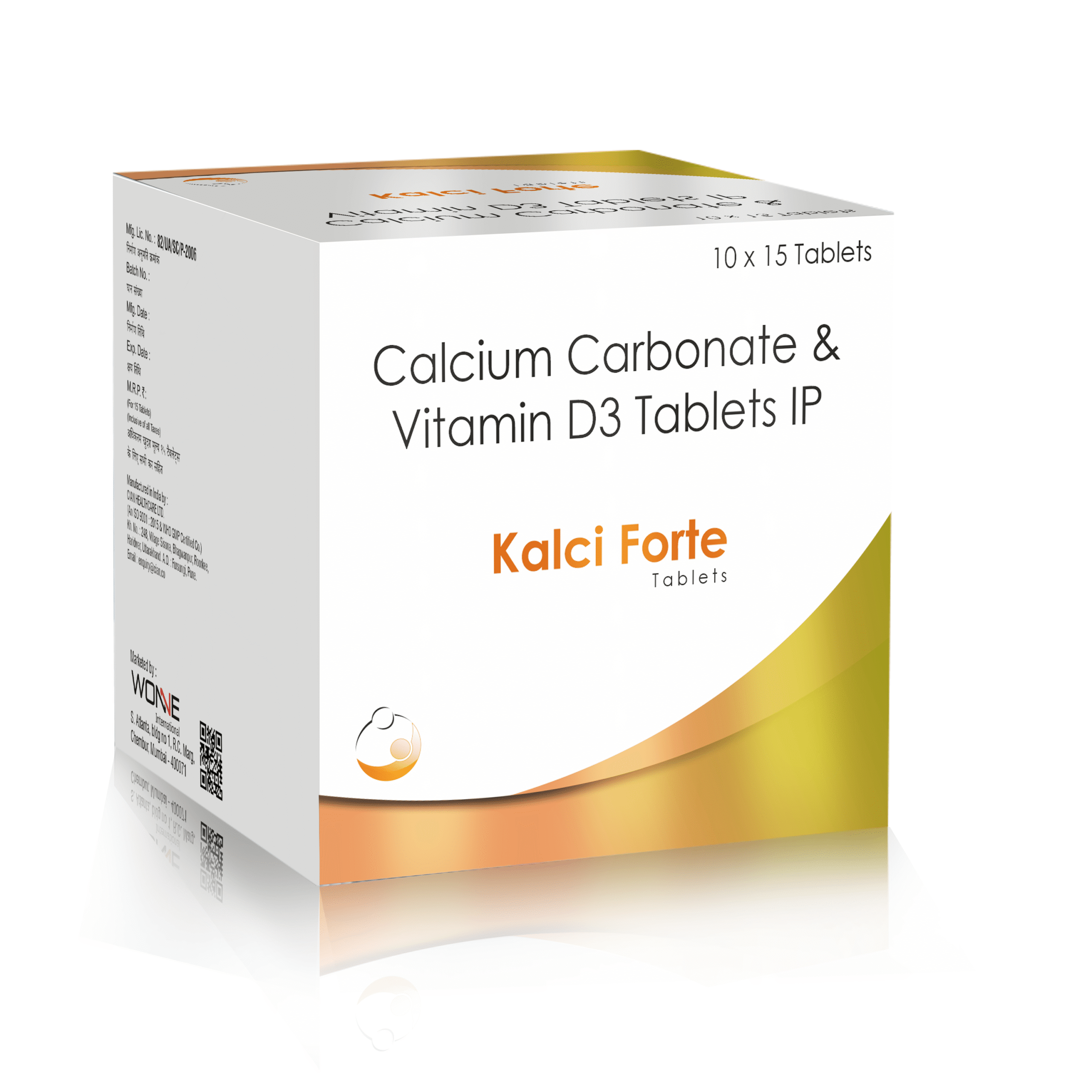 Calcium Carbonate & Vitamin D3 Tablets IP - Wonne International