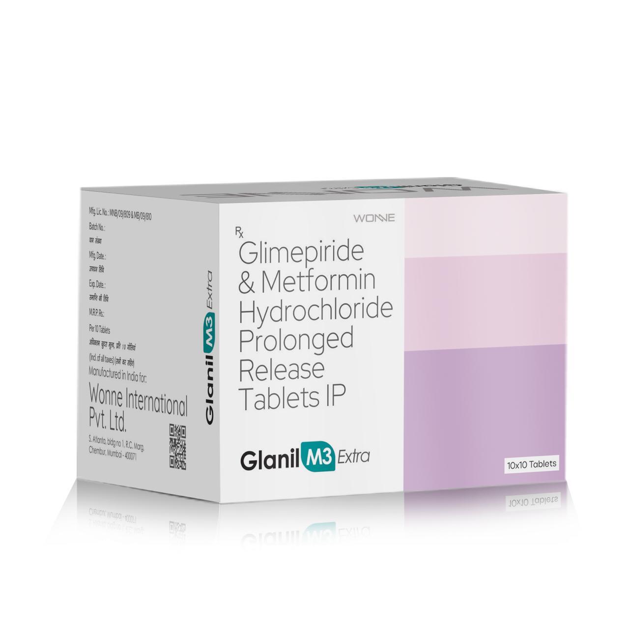 Glimepiride 3 mg and Metformin HCL 1000 mg PR Tablets IP