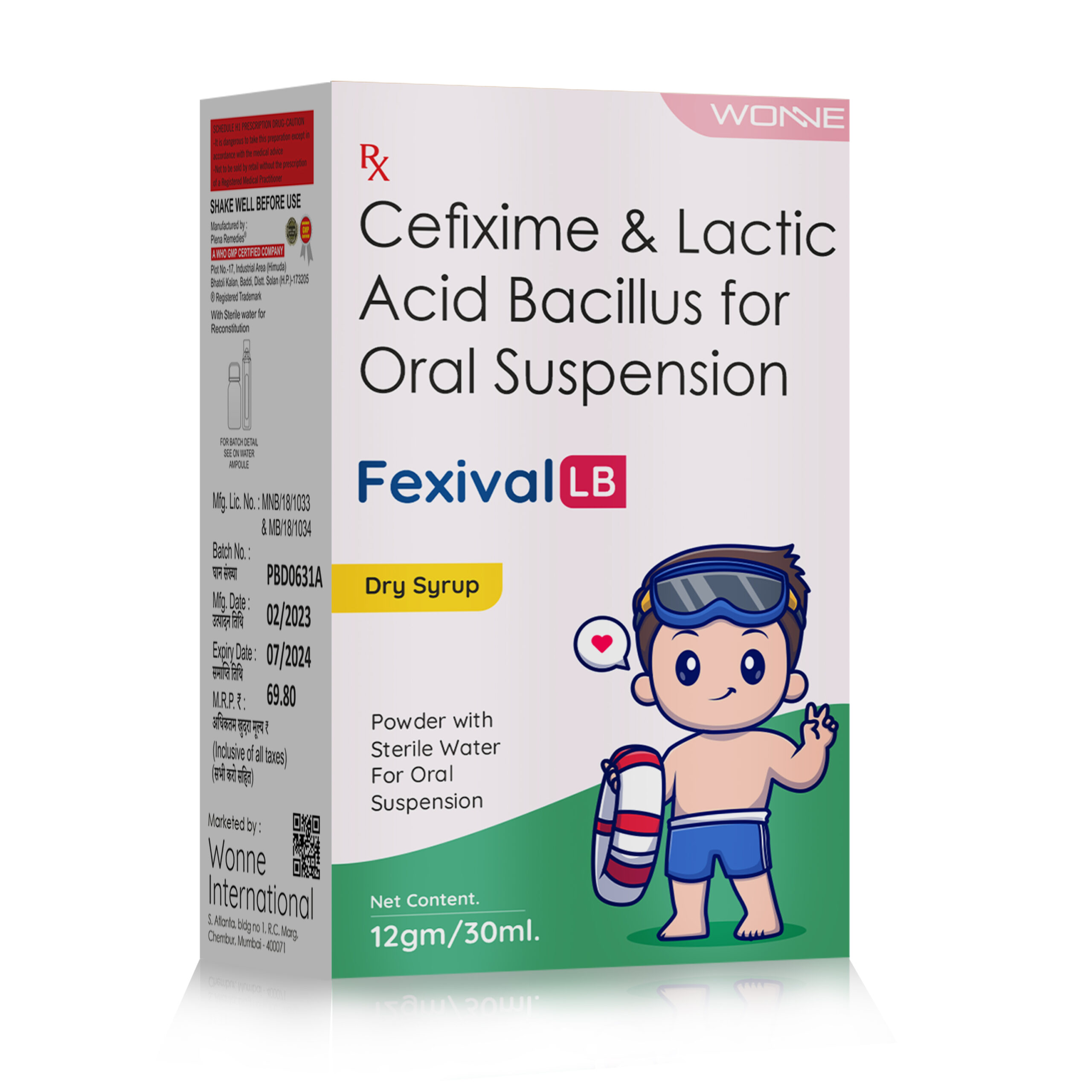 Cefixime & Lactic Acid Bacillus Oral Suspension - Fexival LB Suspension - Wonne International