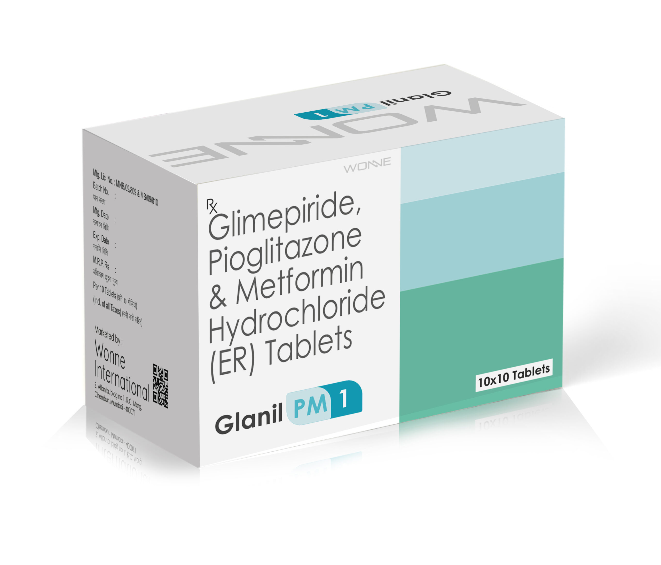 Glimepiride Pioglitazone & Metformin Hydrochloride ER Tablets - Glanil PM1 Tablets - Wonne International