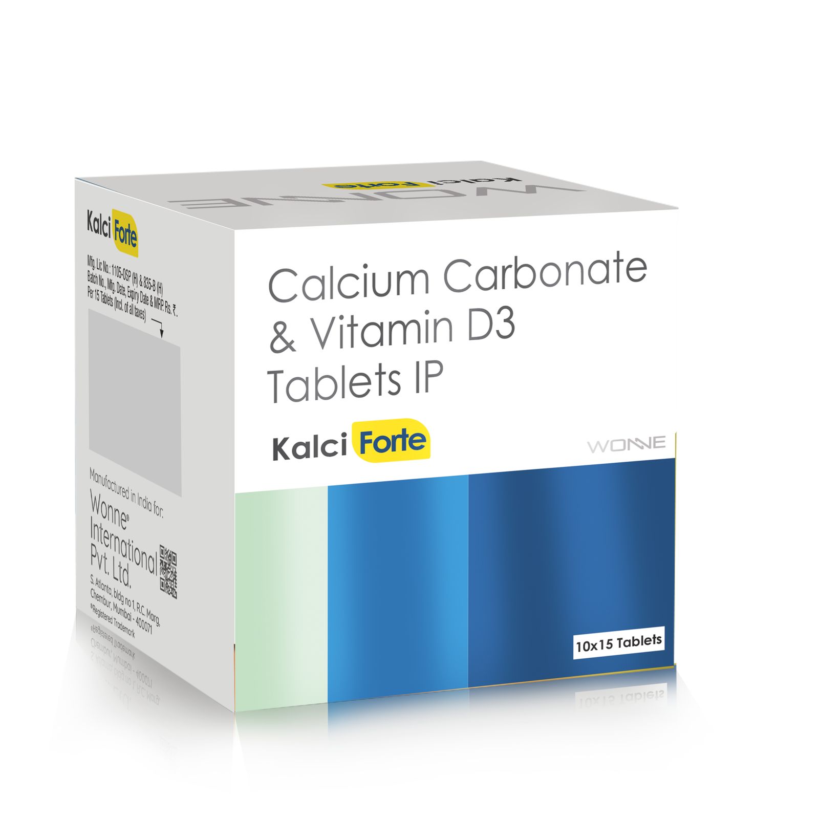Calcium Carbonate & Vitamin D3 Tablets IP - Kalci Forte Tablets - Wonne International