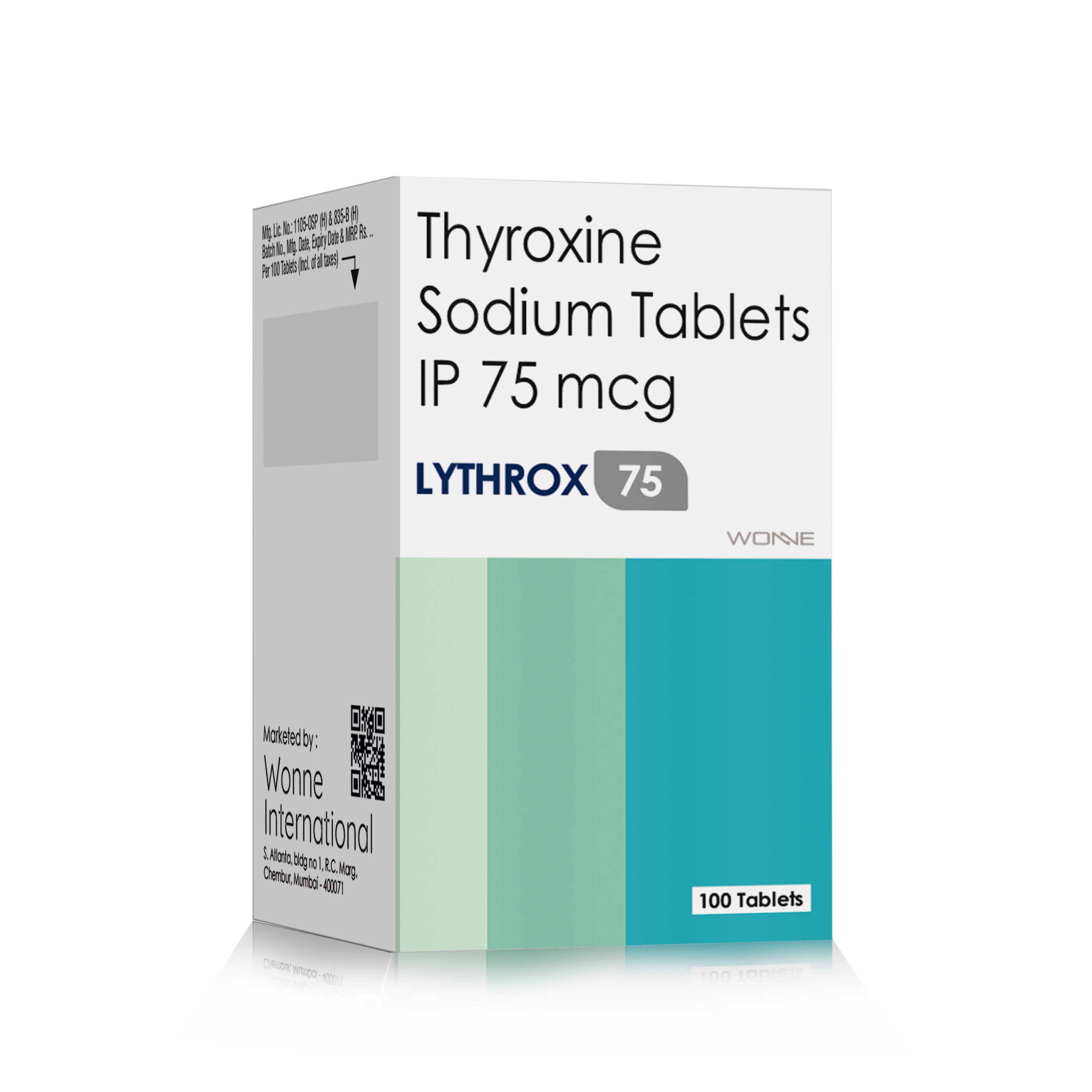 Thyroxine Sodium Tablets IP 75 MCG - Lythrox 75 Tablets - Wonne International