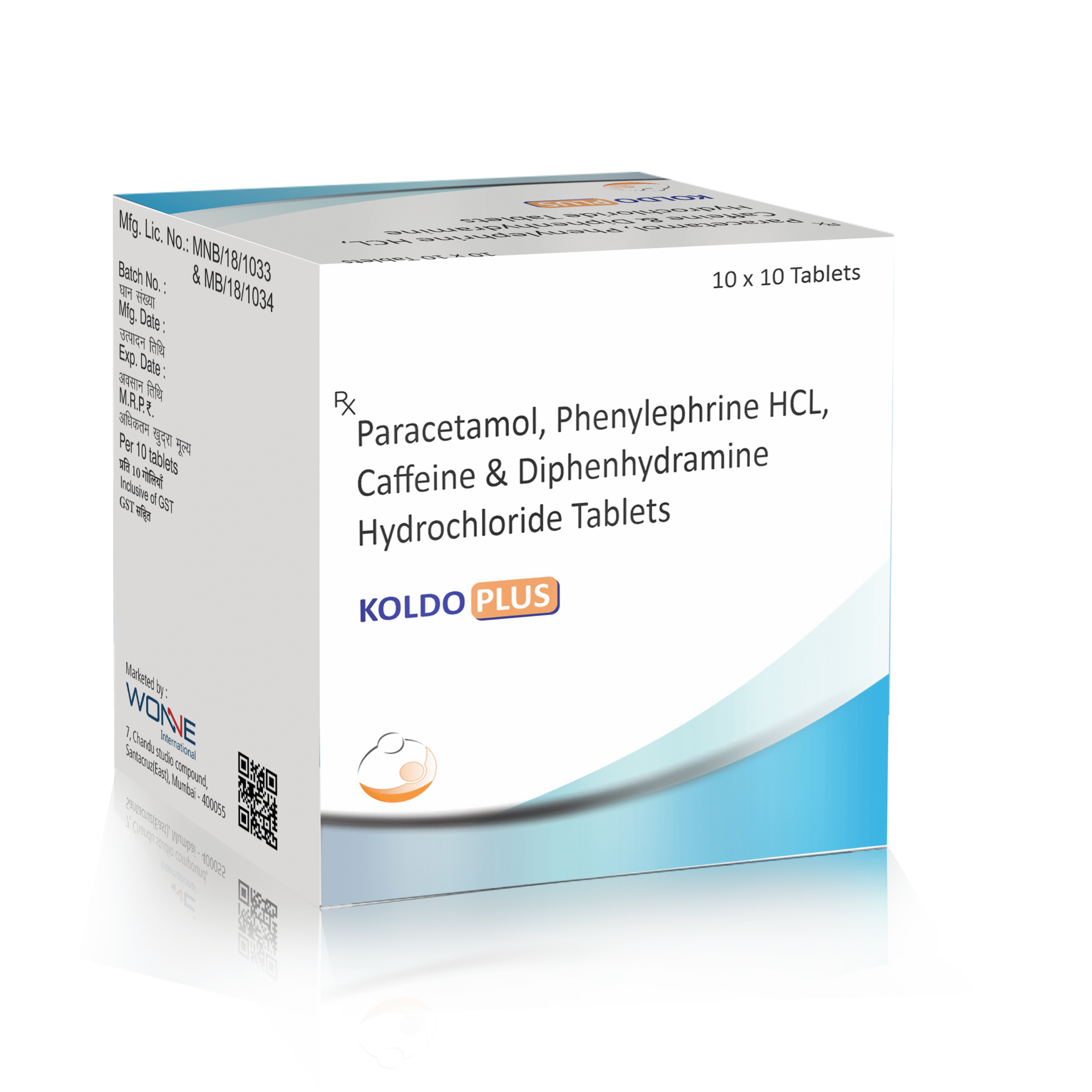 Paracetamol Phenylephrine HCL Caffeine & Diphenhydramine Hydrochloride Tablets - Wonne International