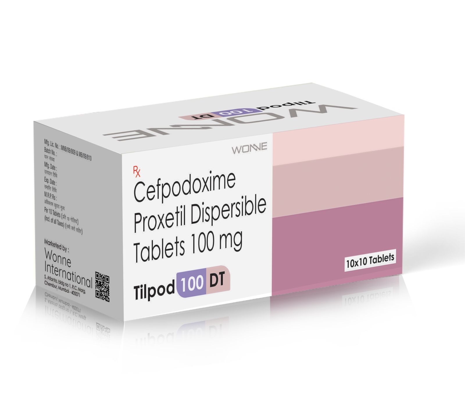 Cefpodoxime Proxetil Tablets IP 100MG - Tilpod 100 DT Tablets - Wonne International
