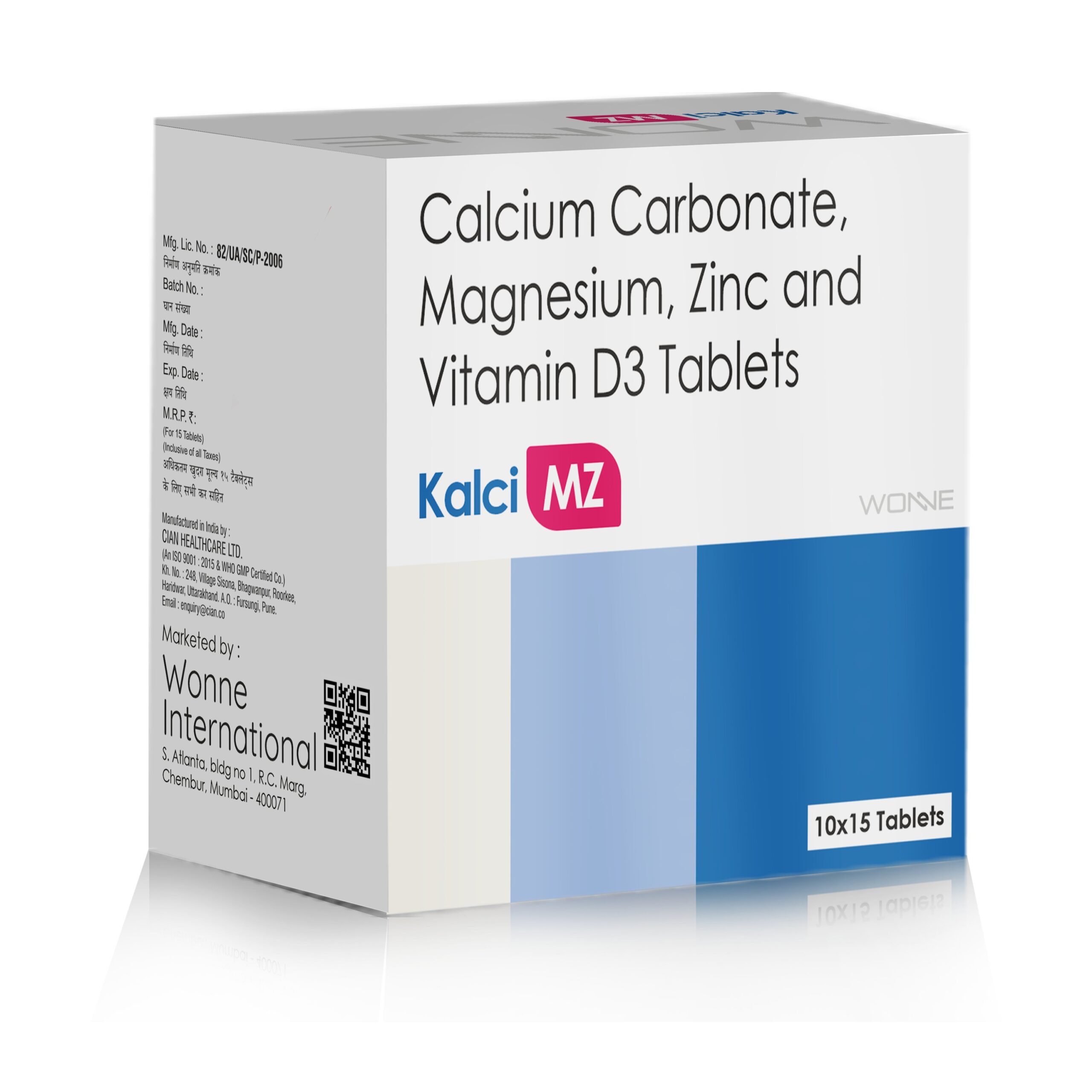 Calcium Carbonate Magnesium Zinc & Vitamin D3 Tablets – Kalci MZ Tablets - Wonne International