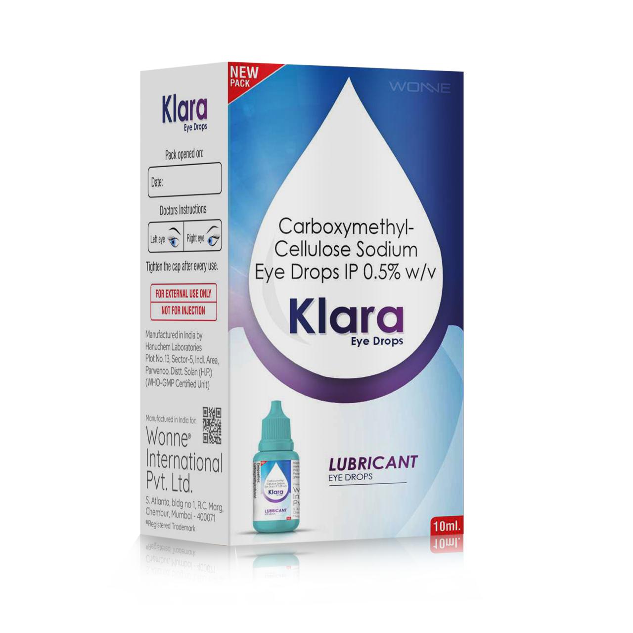 Sodium Carboxymethyl Cellulose Ophthalmic Solution IP - Klara Ear Drops - Wonne International