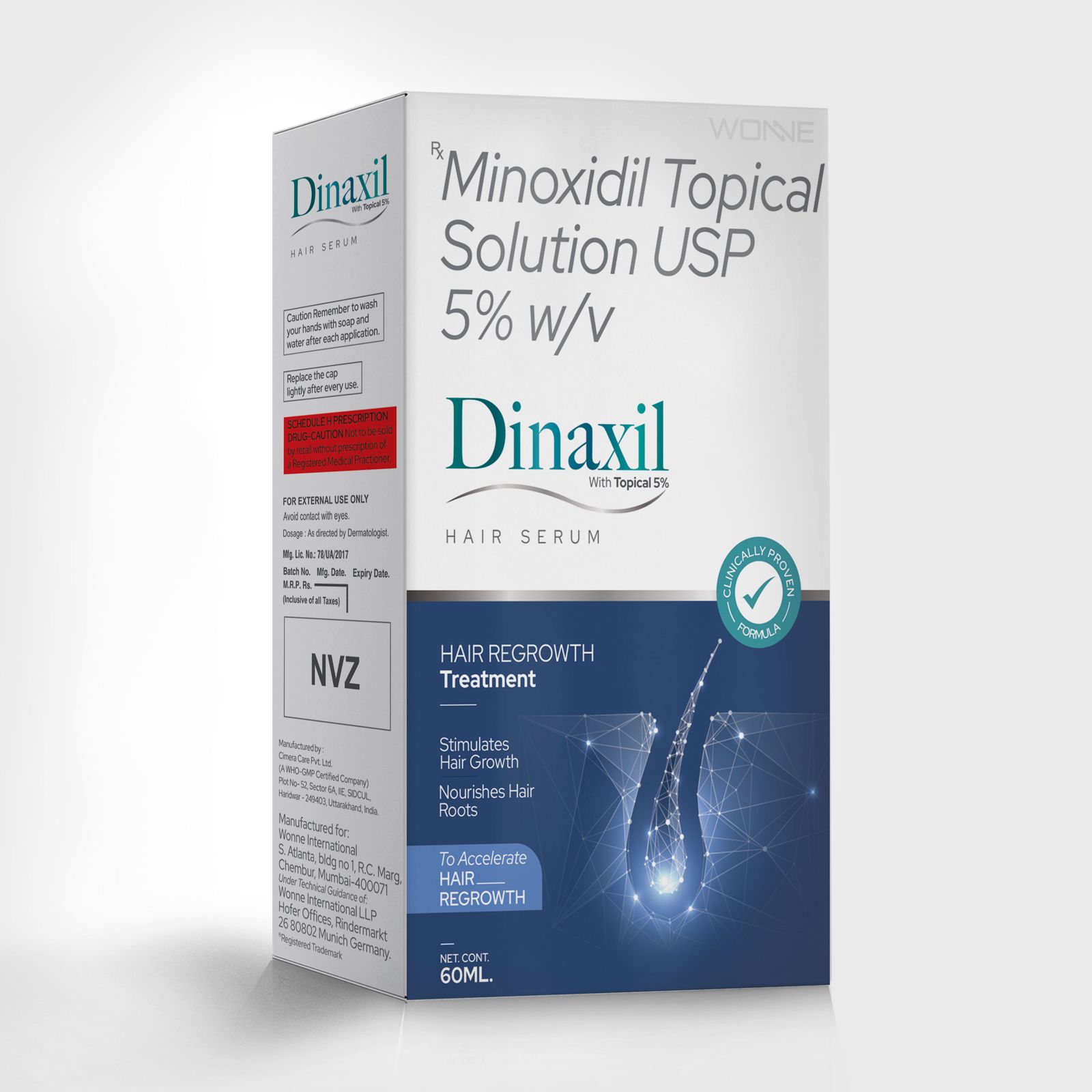 Minoxidil Topical Solution USP 5% w/v - Dinaxil Solution - Wonne International