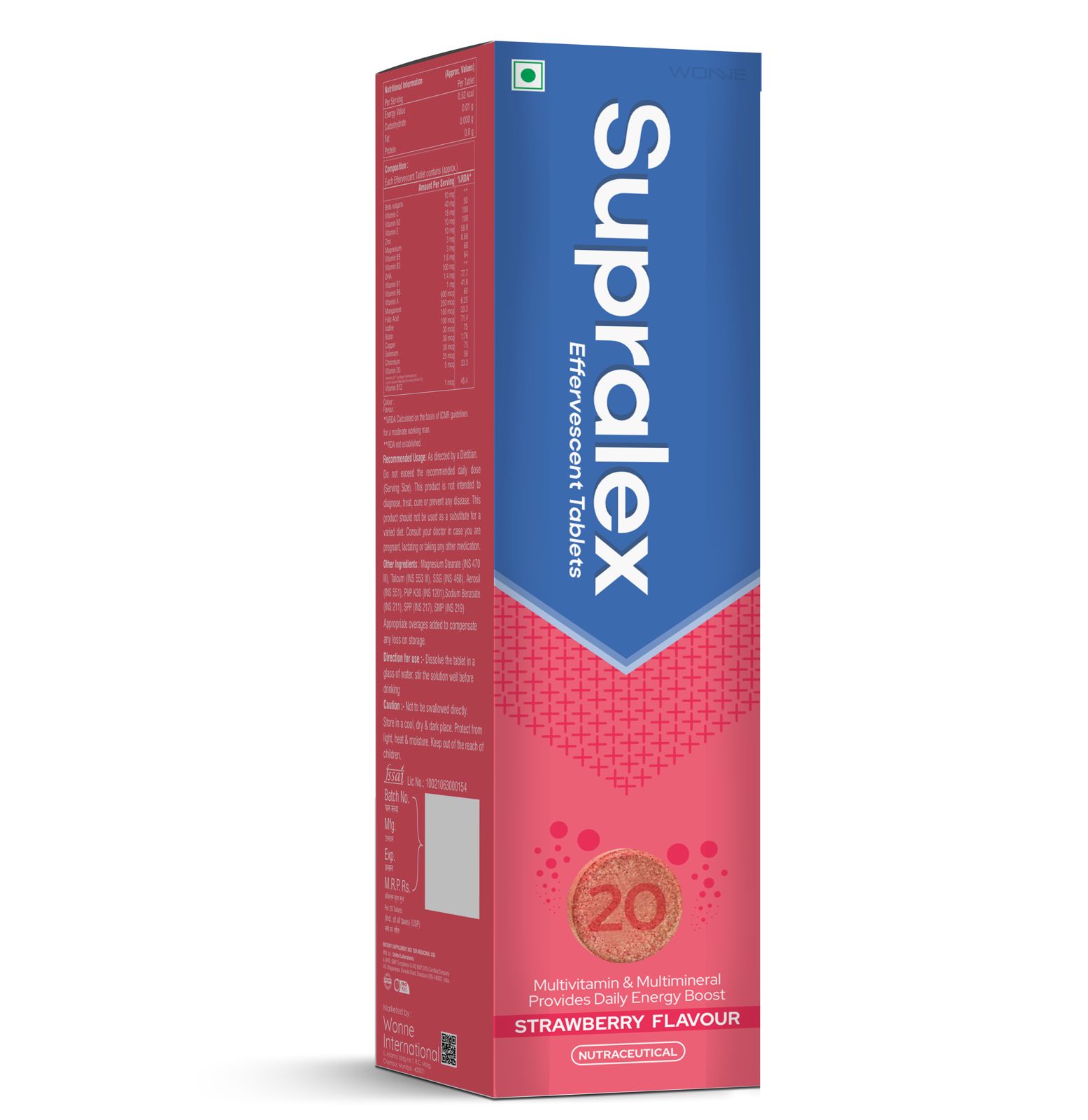 Supralex Effervescent Tablets Strawberry Flavour - Supralex Effervescent Tablets - Wonne International