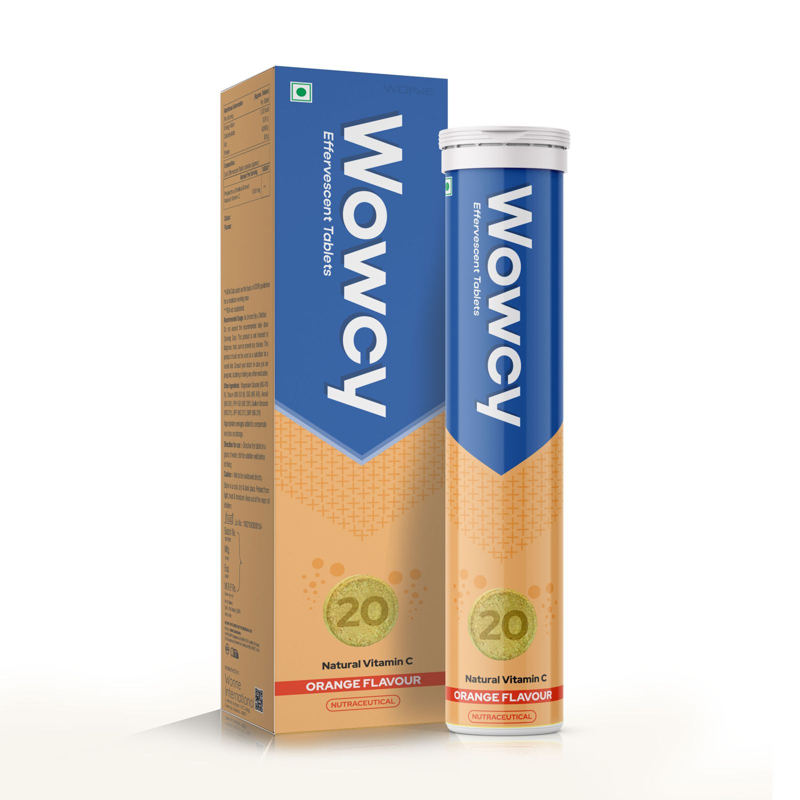 Wowcy Effervescent Tablets Natural Vitamin C - Flavour Orange