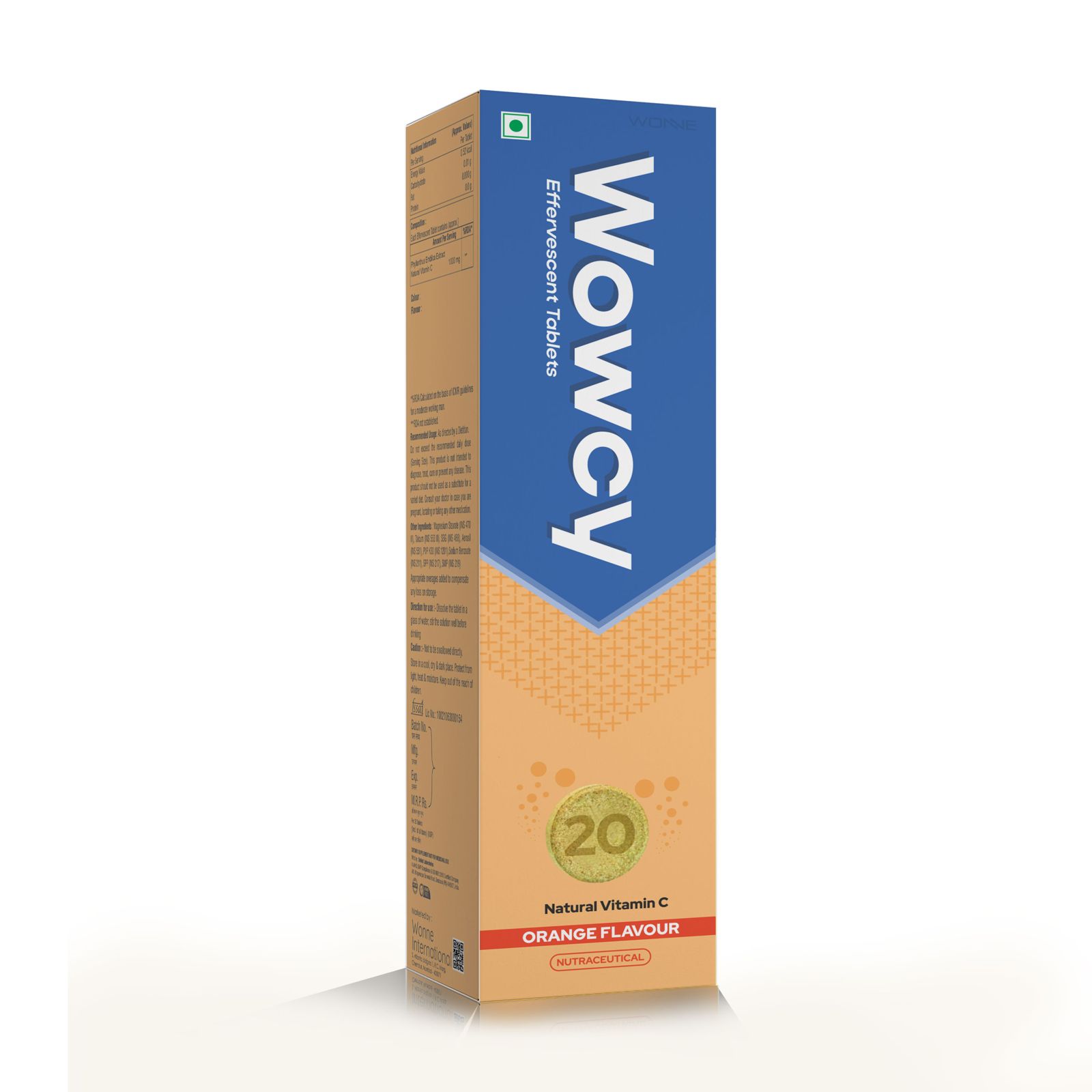 Wowcy Effervescent Tablets Natural Vitamin C - Flavour Orange - Wonne International