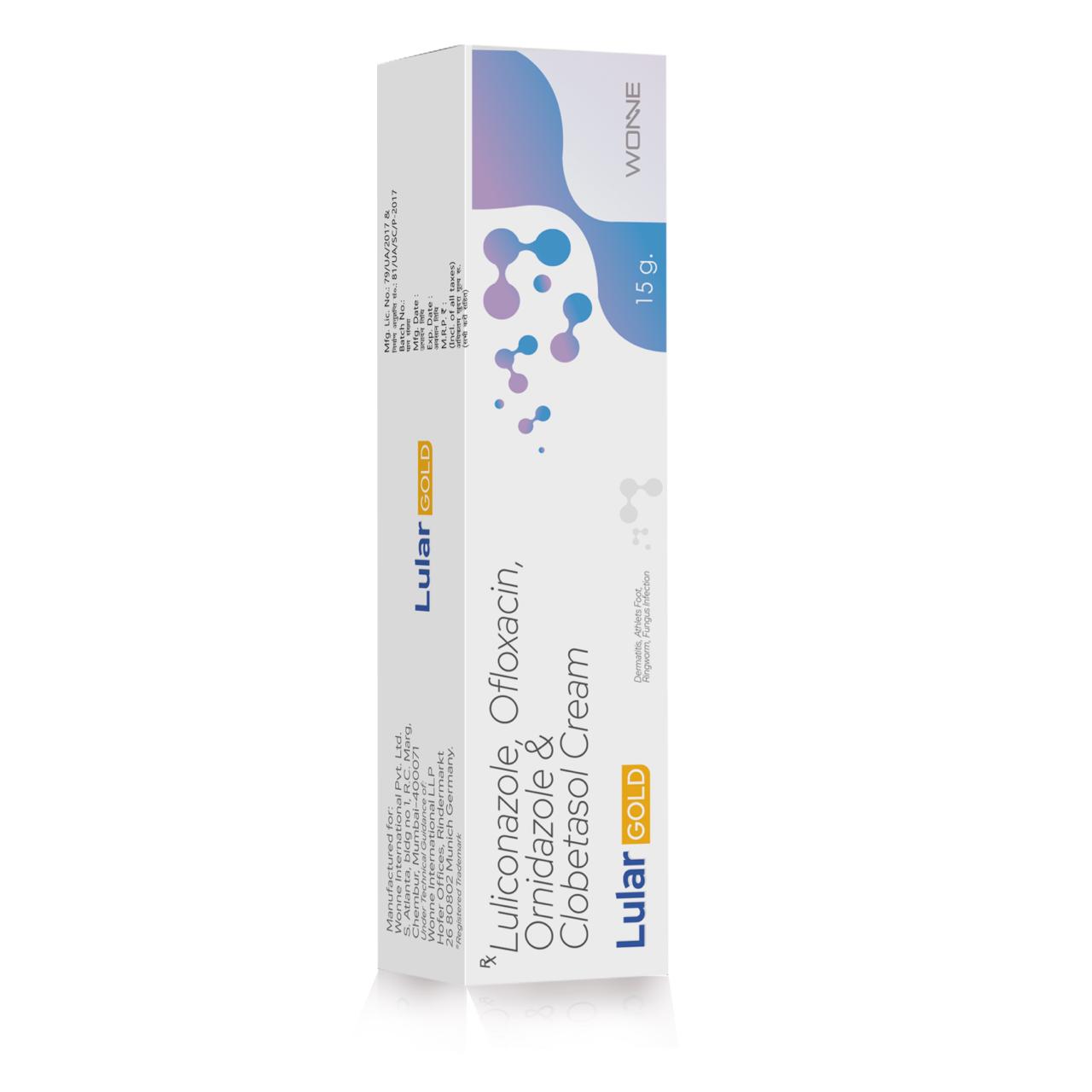 Luliconazole, Ofloxacin, Ornidazole & Clobetasol Cream - LULAR GOLD Cream