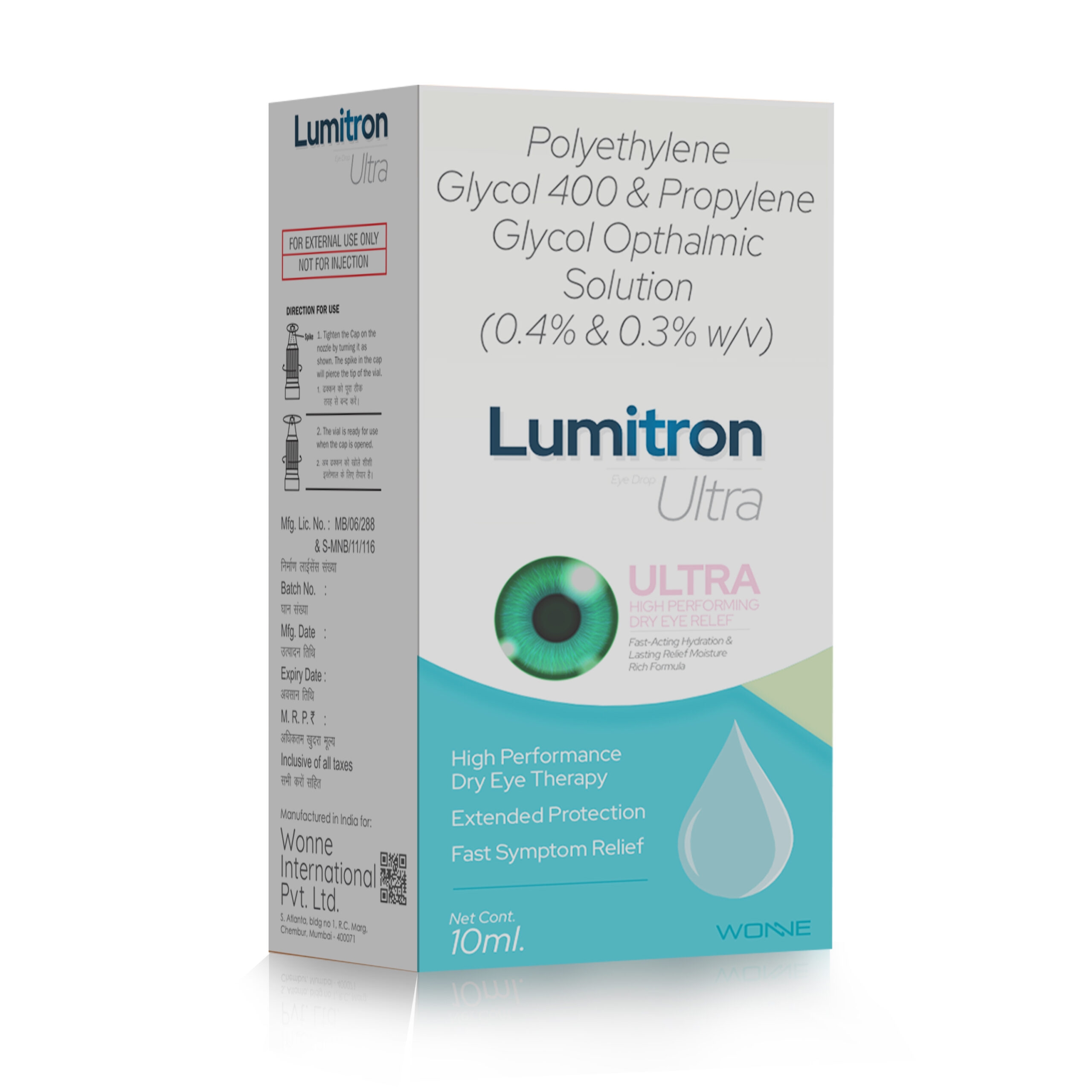 Polyethylene Glycol 400 & Prapylene Glycol Ophthalmic Solution - LUMITRON ULTRA Eye Drops - Wonne International