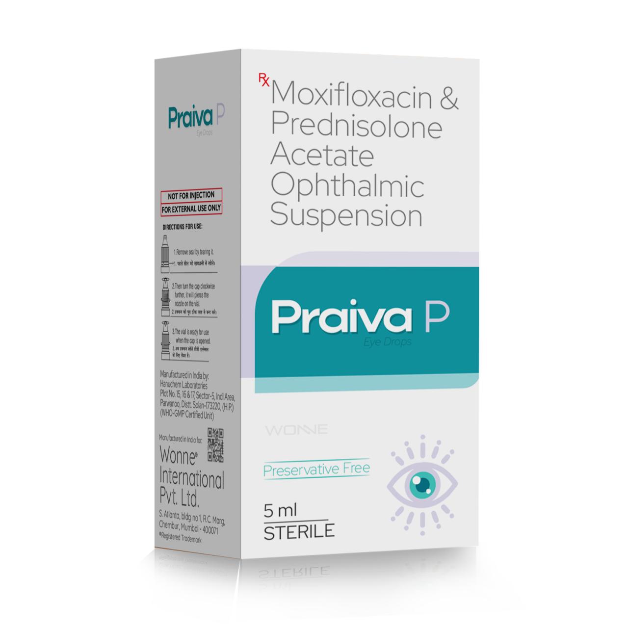 Moxifloxacin & Prednisolone Acetate Ophthalmic Suspension - Praiva P Eye Drop - Wonne International
