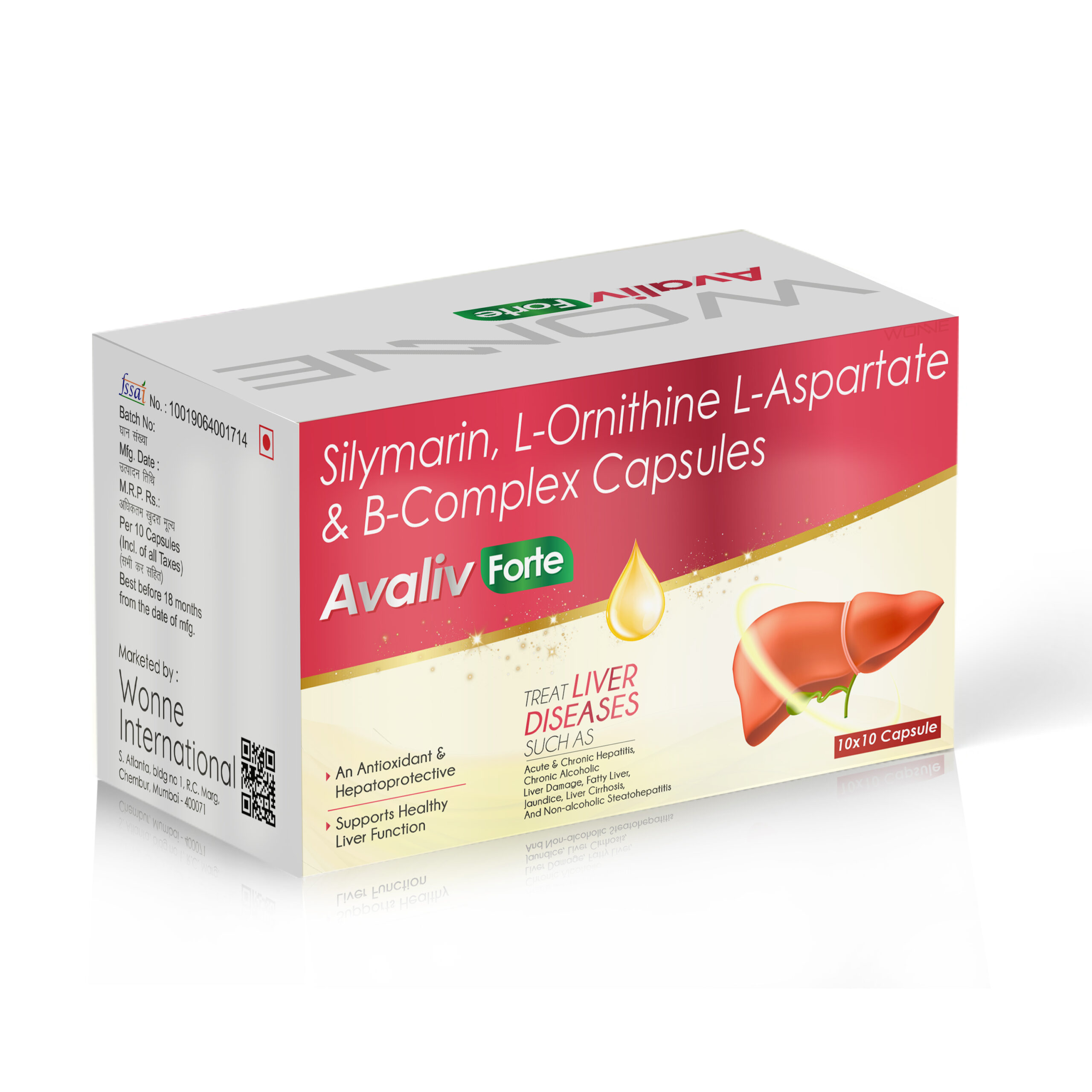 Silymarin L- Ornithine L-Aspartate & B-Complex Capsules - Avaliv Forte Capsules - Wonne International