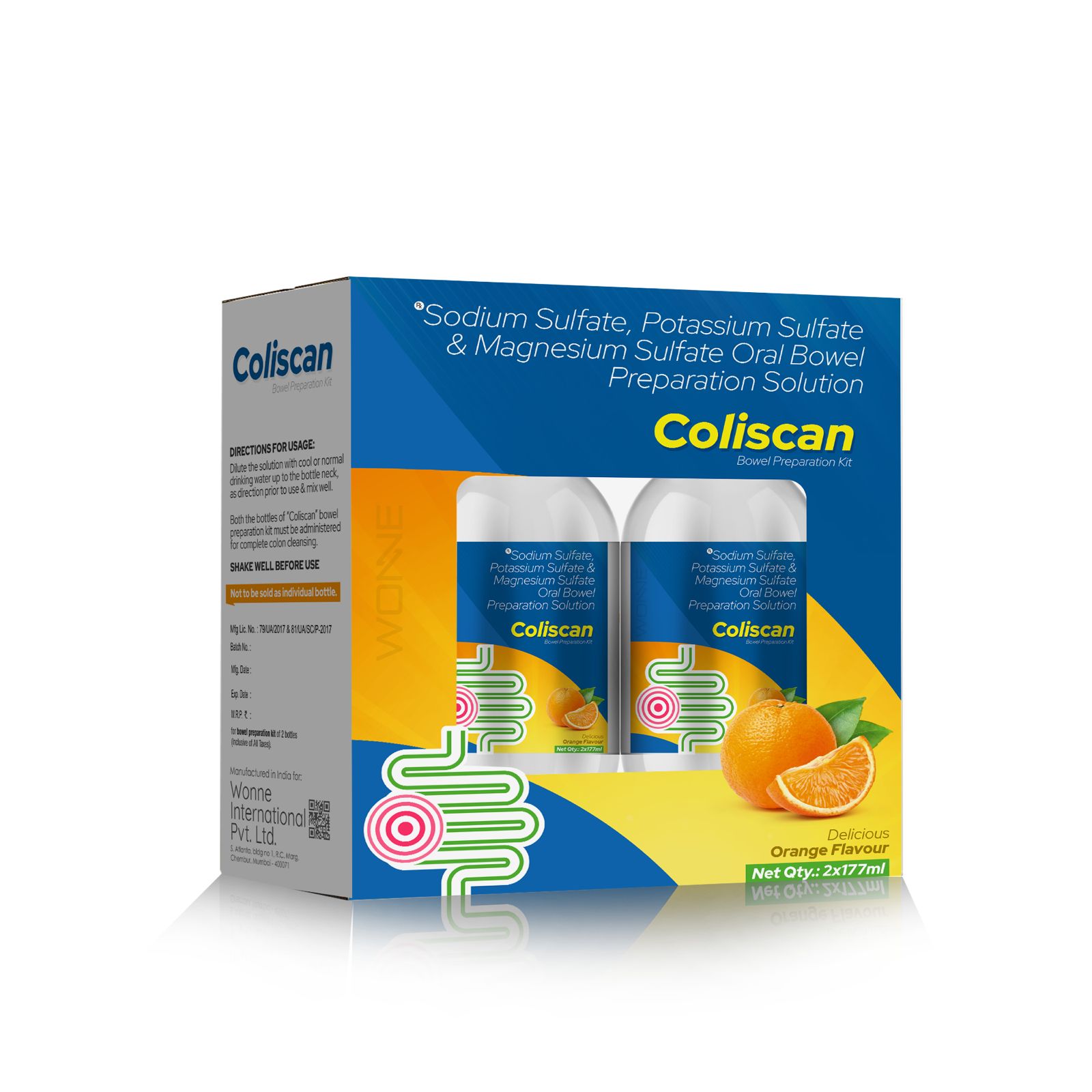 Sodium Sulfate Anhydrous Potassium Sulfate & Magnesium Sulphate Oral Bowel Preparation Solution - COLISCAN SOLUTIONS - Wonne International