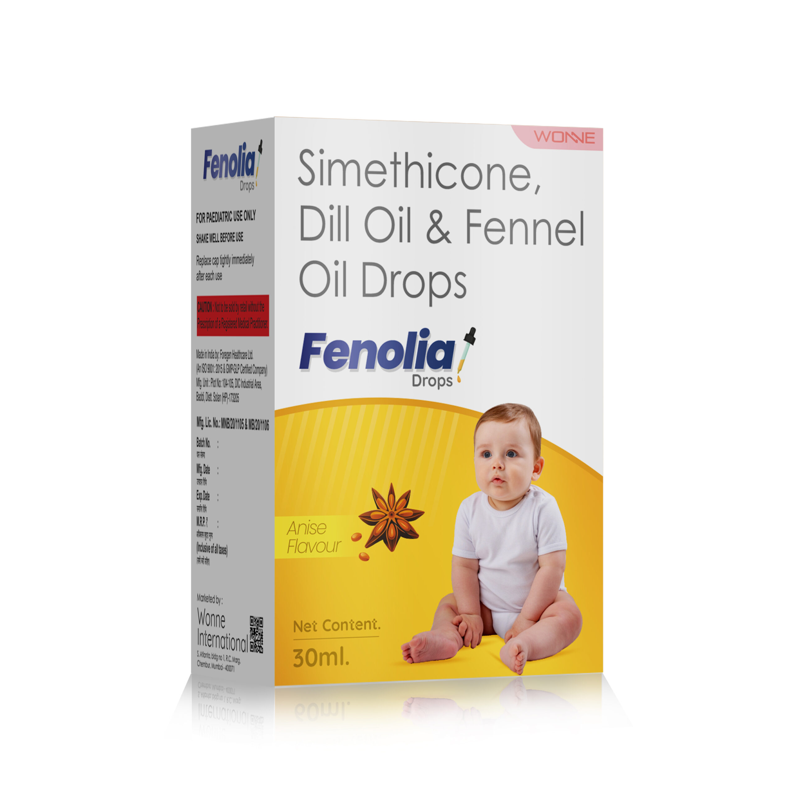 Simethicone Dill Oil & Fennel Oil Drops - Fenolia Drops - Wonne International
