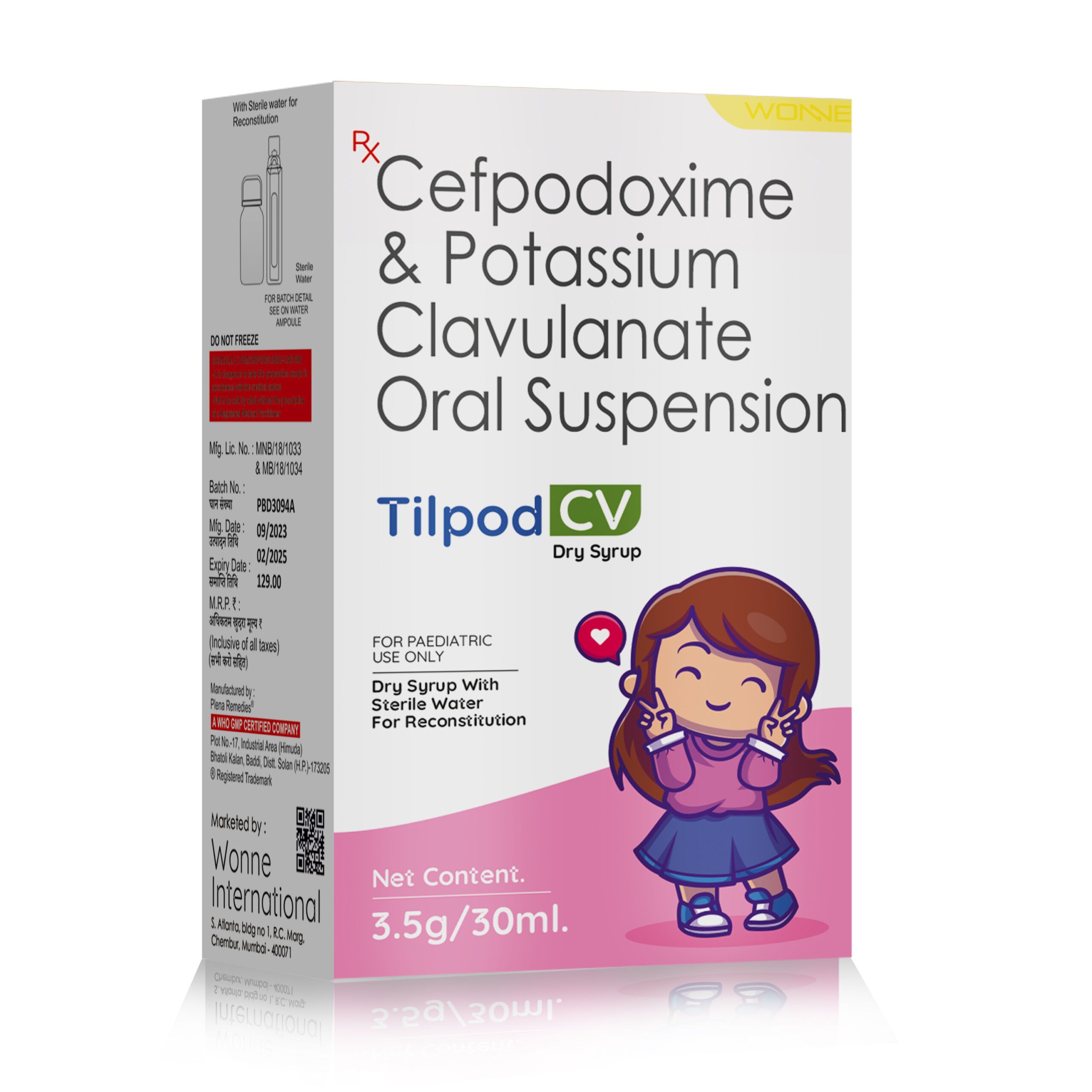 Cefpodoxime & Potassium Clavulanate Oral Suspension - Tilpod CV Suspension - Wonne International