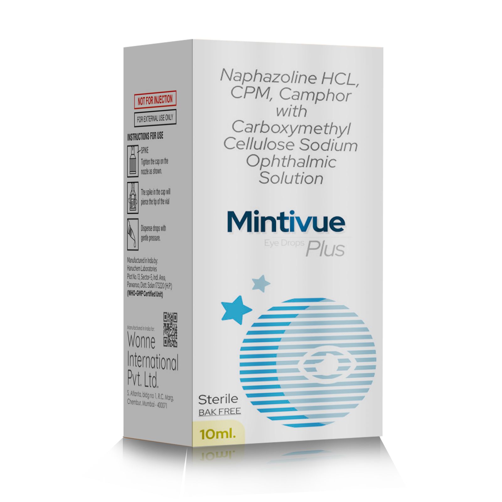 Naphazoline HCl CPM Camphor With Carboxymethyl Cellulose Sodium Ophthalmic Solution - MINTIVUE PLUS Eye Drop - Wonne International