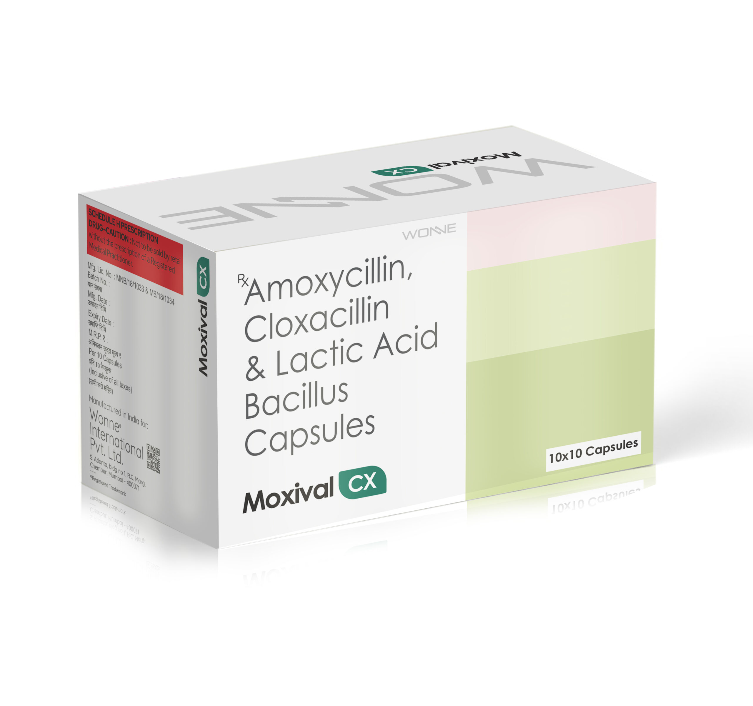 Amoxycillin, Cloxacillin & Lactic Acid Bacillus Capsules - MOXIVAL CX Capsules - Wonne International