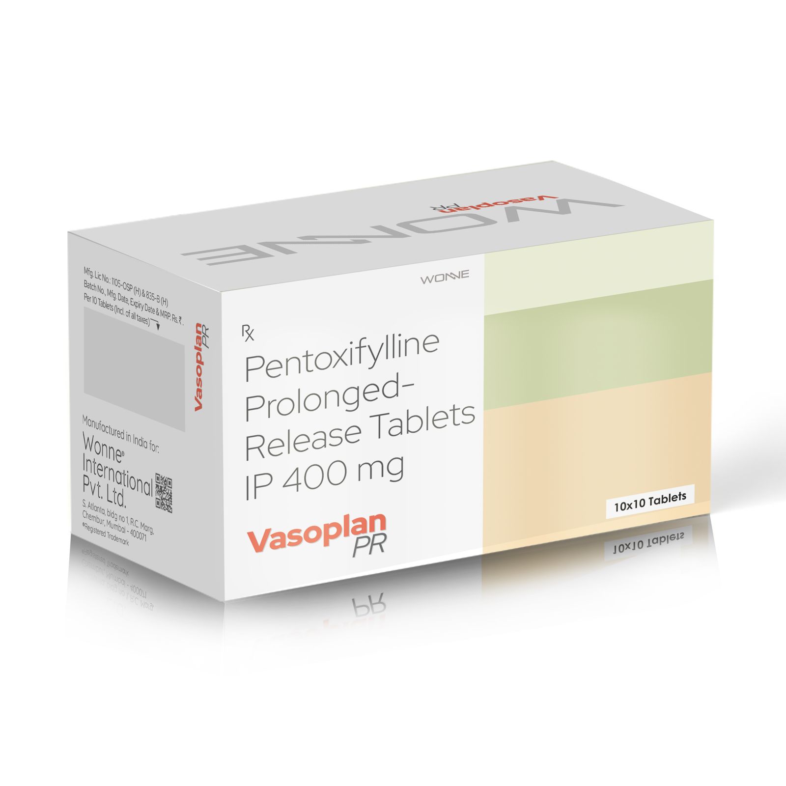 Pentoxifylline Prolonged Release Tablets IP 400 Mg - VASOPLAN PR Tablets - Wonne International