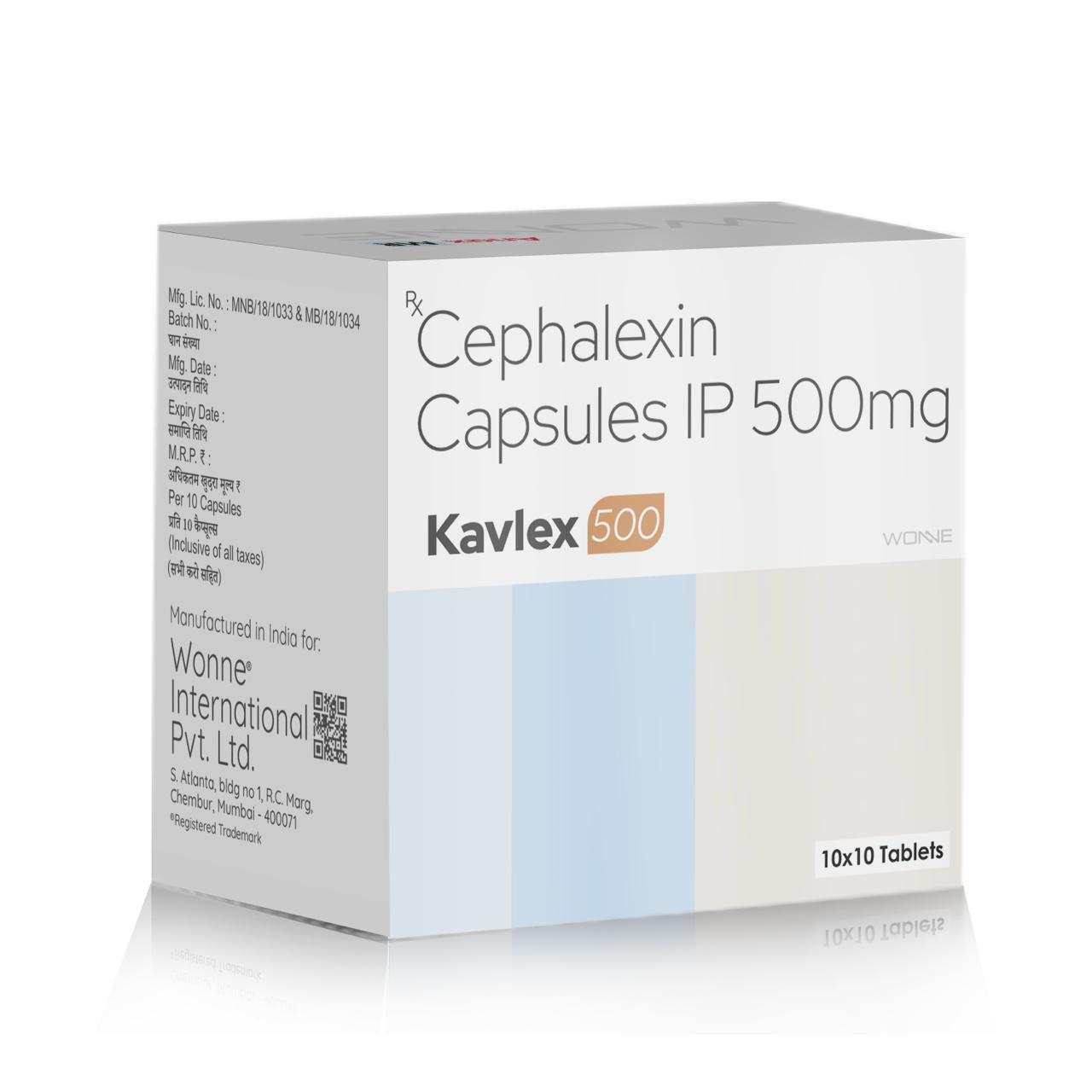 Cephalexin Dispersible Tablets IP 500 - KAVLEX 500 DT Tablets - Wonne International