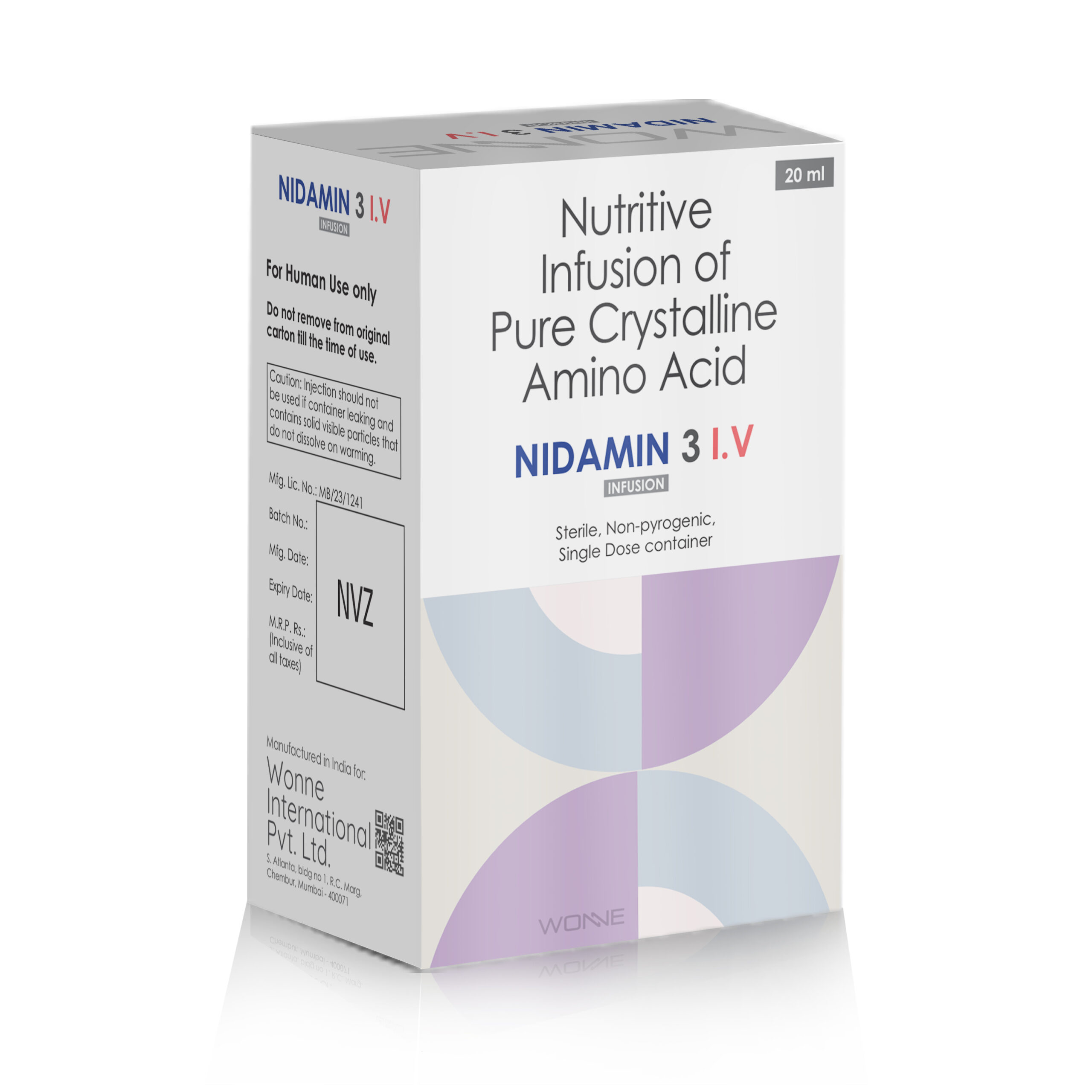 NIDAMIN 3 I.V Nutritive Infusion of Pure Crystalline Amino Acids | Wonne International