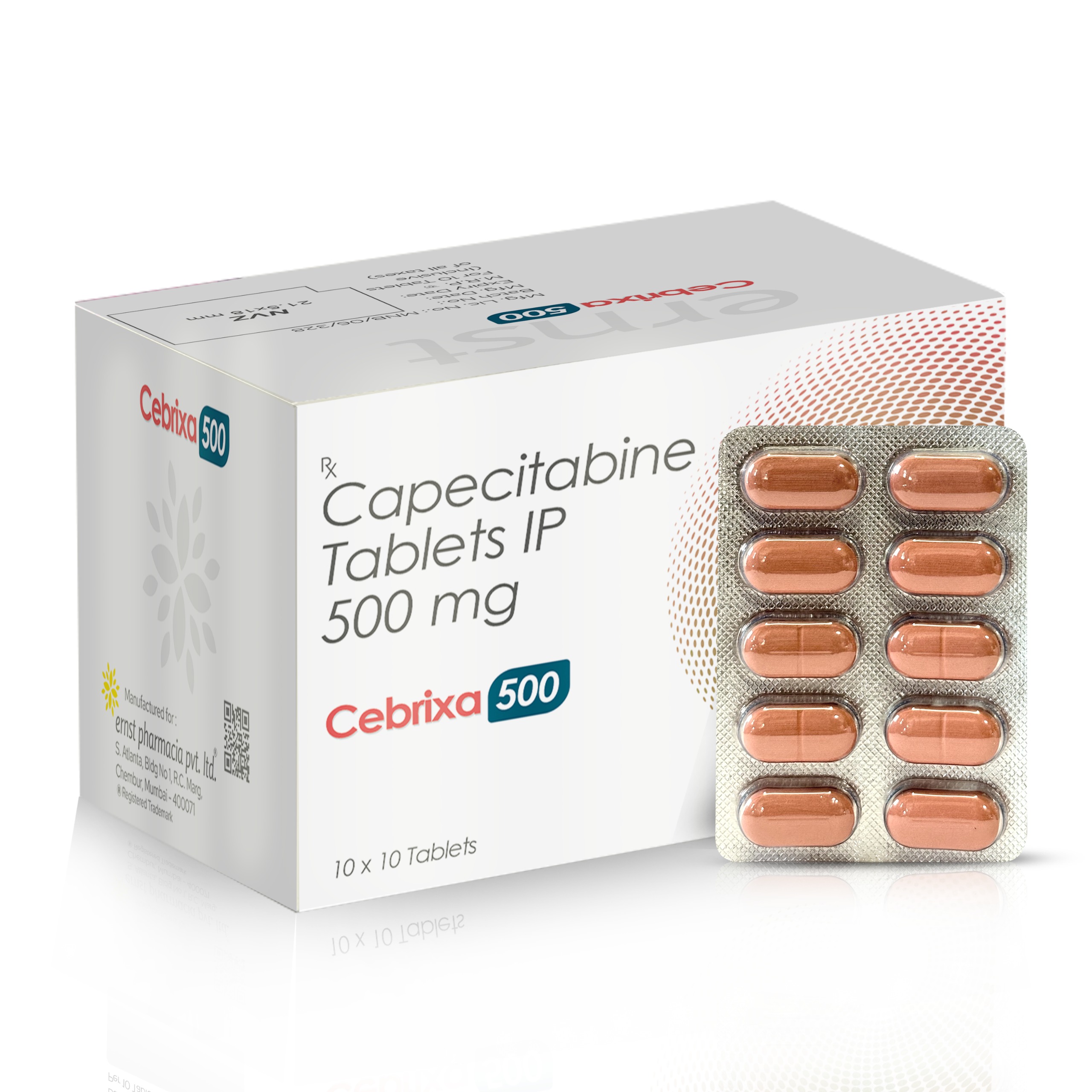 Cebrixa 500 mg Capecitabine Tablets IP medicine pack
