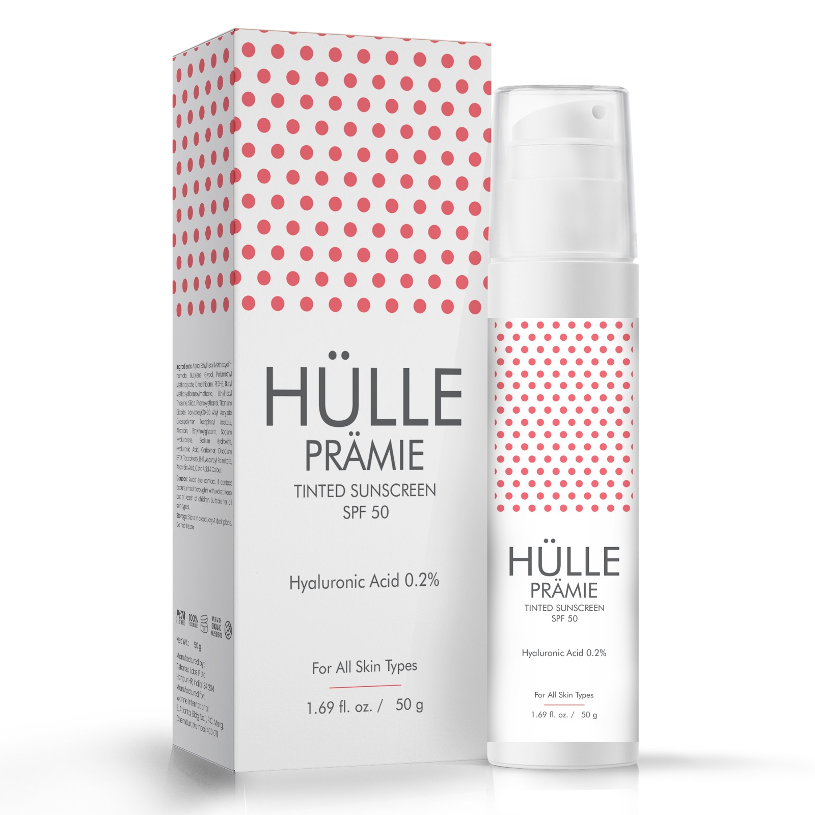 HÜLLE PRÄMIE Tinted Sunscreen SPF 50 with Hyaluronic Acid 0.2%